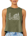 Women's You Only See What You're Looking For Racer Crop Tank - Breathe in Detroit