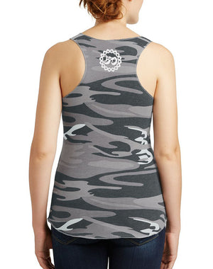 Women's Reclaimed Eco Camo Fly Tank - Breathe in Detroit