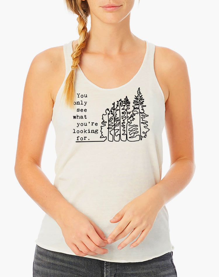Women's You Only See What You're Looking For Eco Jersey Fly Tank - Breathe in Detroit