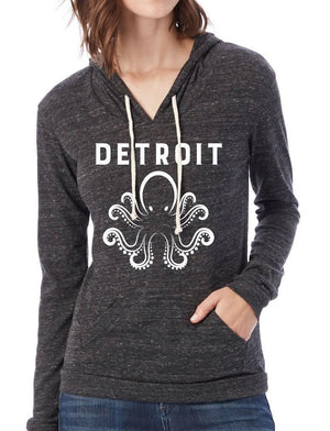 Women's Detroit Octopus Eco-Jersey Hooded Pullover - Breathe in Detroit