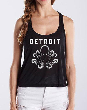 Women's Cropped Detroit Octopus Tank - Breathe in Detroit