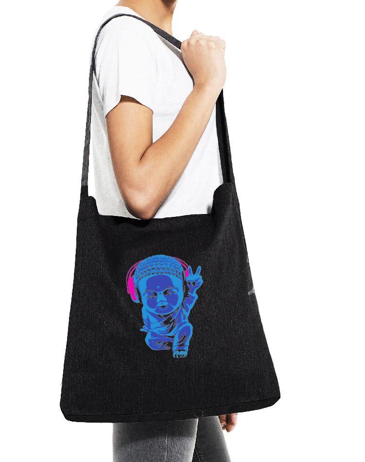 Little Buddha Cotton Canvas Sling Tote Bag - Breathe in Detroit