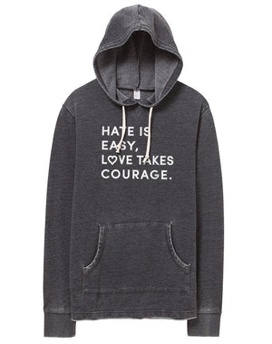 Unisex Love Takes Courage French Terry Pocket Hoodie - Breathe in Detroit