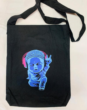 Little Buddha Cotton Canvas Sling Tote Bag - Breathe in Detroit