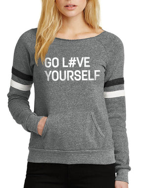 Women's Go Love Yourself Grey Stripe Maniac Sweatshirt - Breathe in Detroit