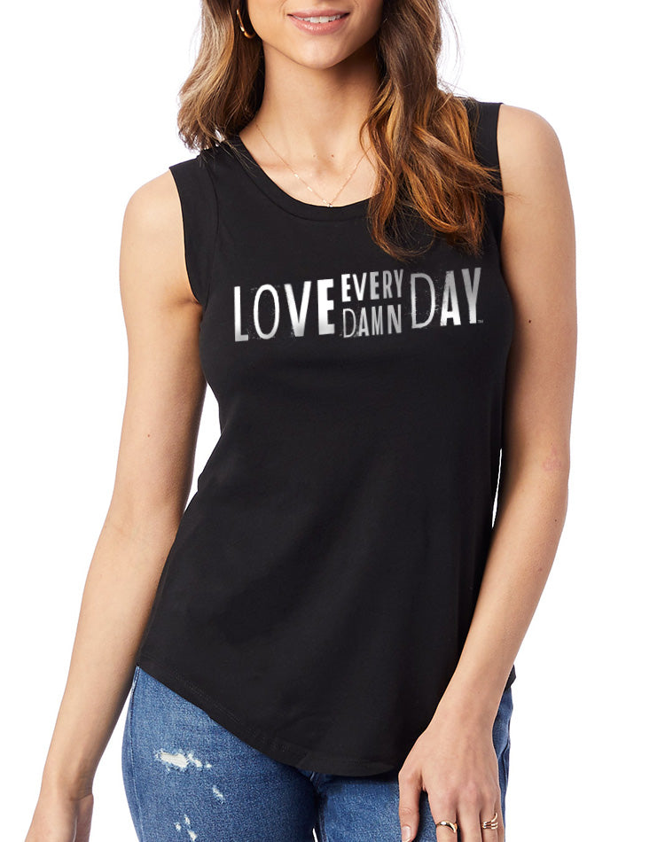 Women's Love Every Damn Day Cap-Sleeve Tank - Breathe in Detroit