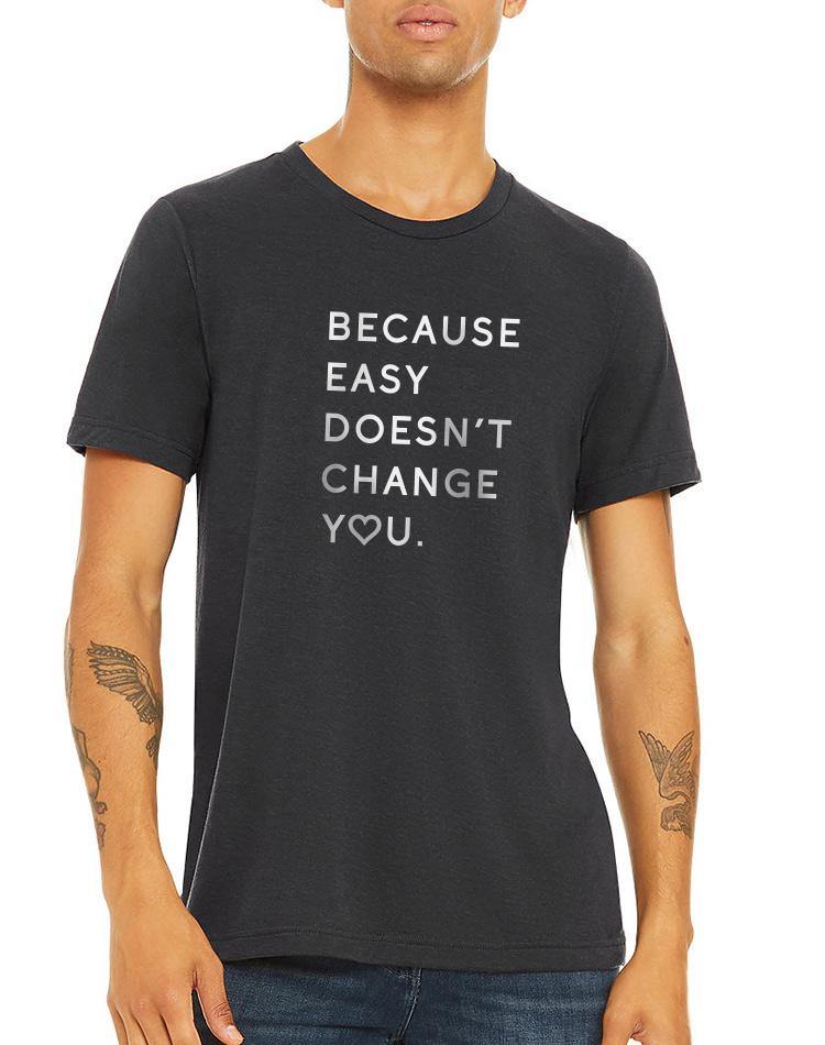 Unisex Because Easy Doesn't Triblend Tee - Breathe in Detroit