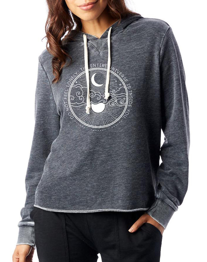 Women's Universe French Terry Pullover Hoodie - Breathe in Detroit