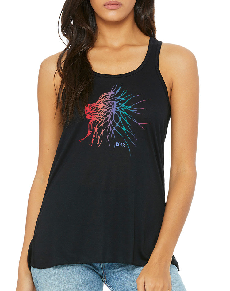 Women's Electric Lion Slinky Muscle Tank L / Tie-Dye / Detroit