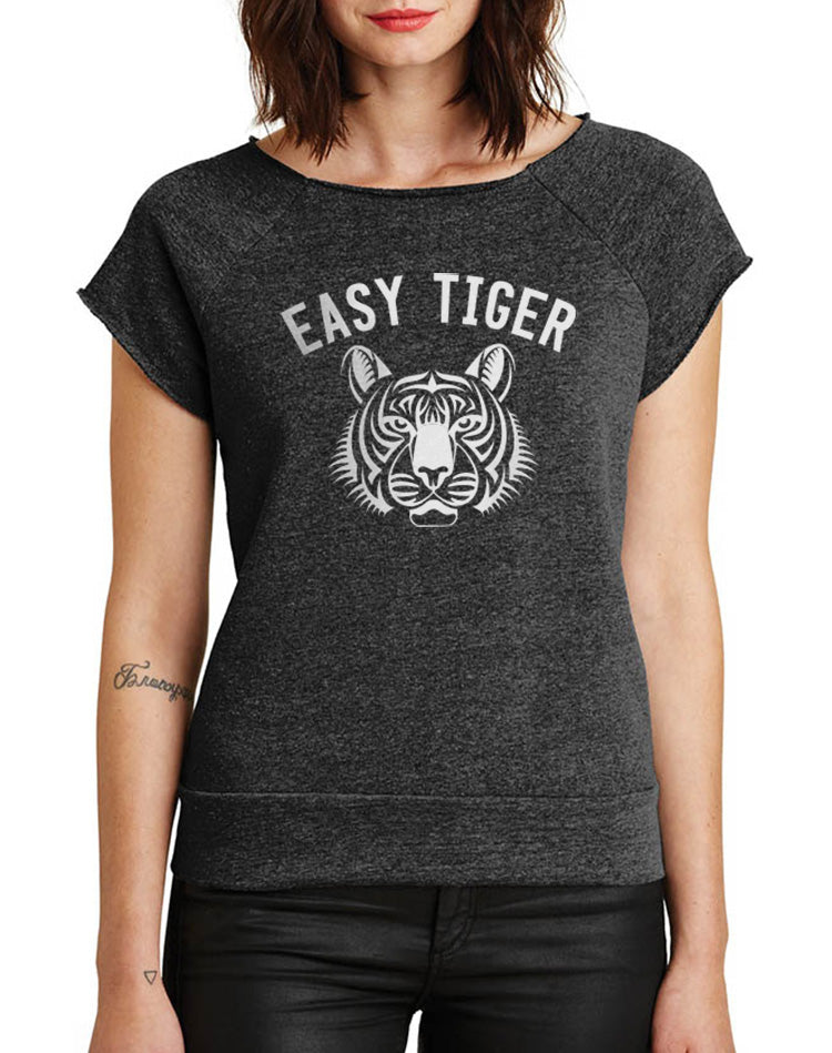 Women's Easy Tiger Cutoff Sleeve Eco-Fleece - Breathe in Detroit