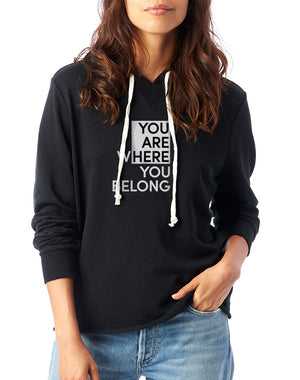 Women's You Are Here French Terry Hoodie - Breathe in Detroit